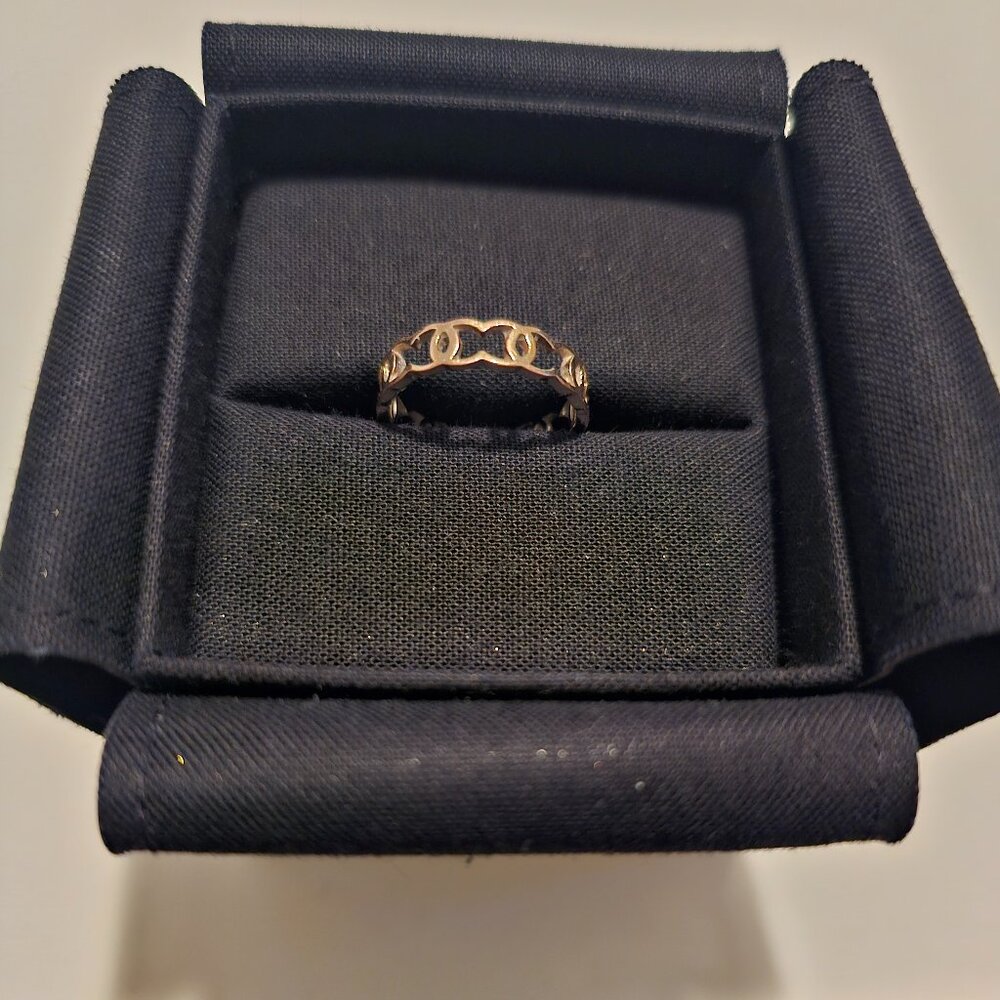 Authentic Gold Chanel Interlocking Cc Ring - image 1